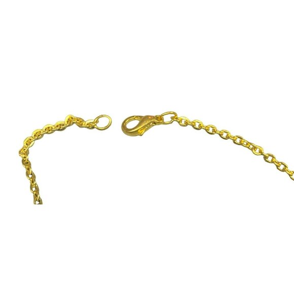 Vintage Gold tone Heart Necklace With Praying Hands Cream Enamel Pendant - Picture 4 of 6